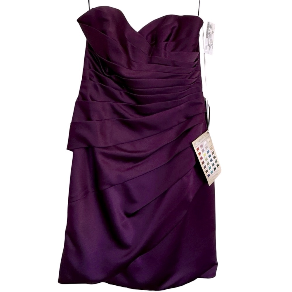 NWT Sorella Vita Cocktail Dress Style 2399 Women’s Size: 12 Color: Aubergine - Picture 2 of 13